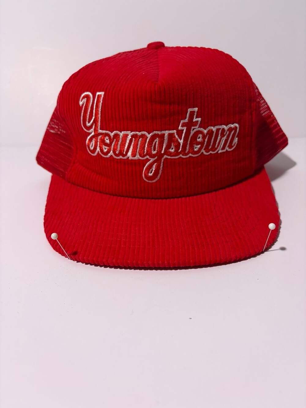 Youngstown Clothing Co. Trucker Hat One Size Fits All Red Script Corduroy